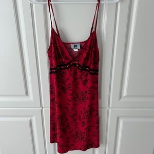JW Sleep Lingerie Women's Size Large Red and Black Babydoll  Chemise Nightwear